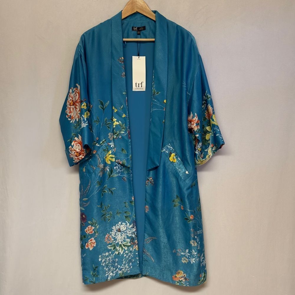 Zara Trf Collection Blue Kimono Women's Medium NWT‎